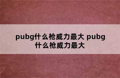 pubg什么枪威力最大 pubg什么枪威力最大